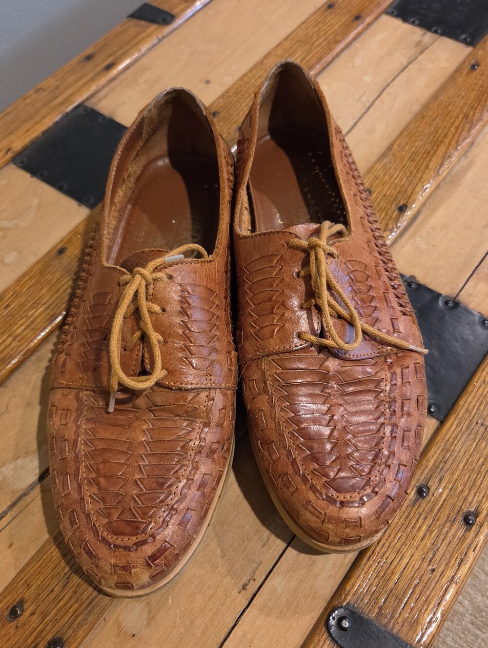 Cherokee VnT Men's Brown Woven Leather Lace-Up Shoes SIZE 9.5